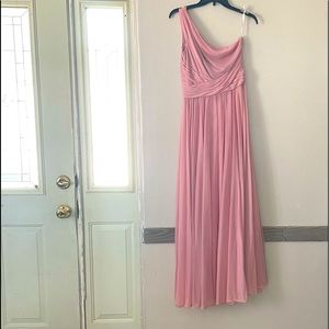 David Bridal long pink dress